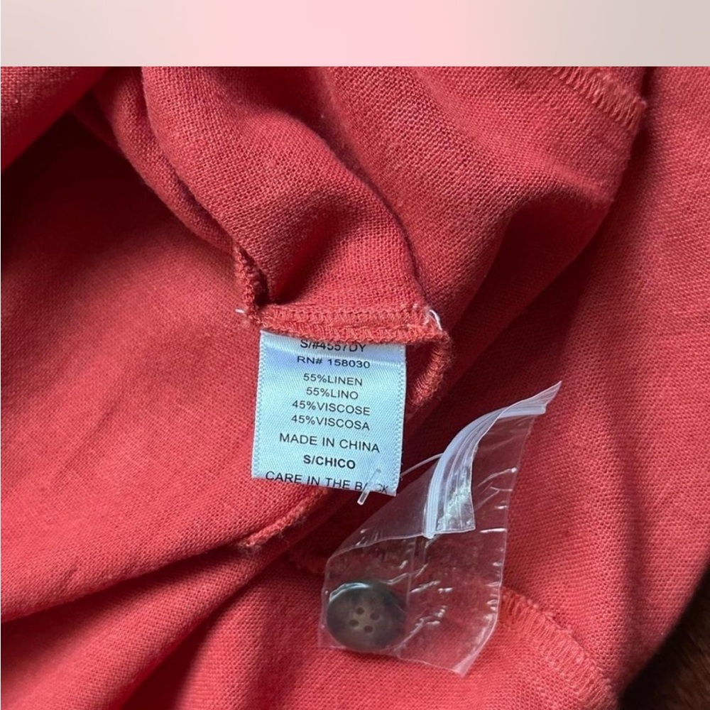 Red Linen Button Down Dress - Picture 9 of 9